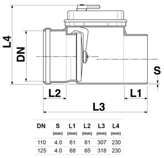 Mynd af PVC Einstefnuloki 110mm