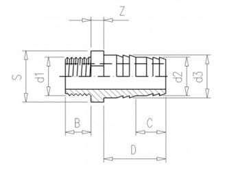 Mynd af PVC Skrúfað Slöngutengi 20-22mm x      1/2"