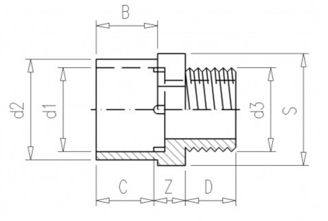 Mynd af PVC Lím Múffu-Nippil-Nippiltengi 32/40mm x 1"