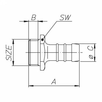 Mynd af Slöngutengi       3/8" x 14mm Króm