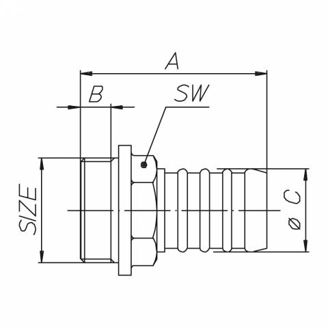 Mynd af Slöngutengi     3/4" x 20mm Kopar