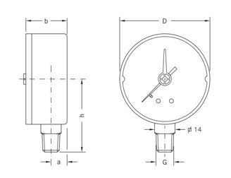 Mynd af Þrýstimælir 10 bör - 63mm