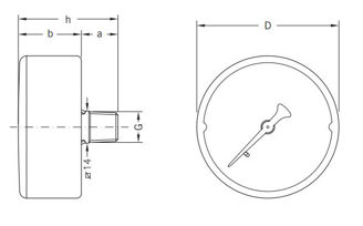 Mynd af Þrýstimælir 6 bör - 50mm