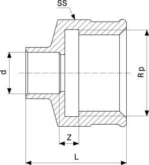 Mynd af Múffu-Stúss 18mm x      1/2"