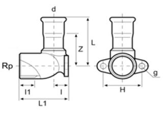 Mynd af Press Vegghné Ryðfrítt 22mm x     3/4"