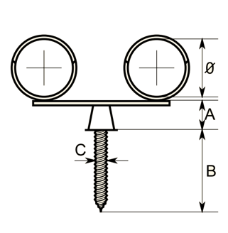Mynd af Tvöföld ryðfrí rörafesting með skrúfu 18mm