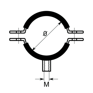 Mynd af Ryðfrí rörfesting með gúmmí 110mm
