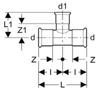 Mynd af Press Minnkunar-Té Galvaniserað 42 x 22 x 42 mm