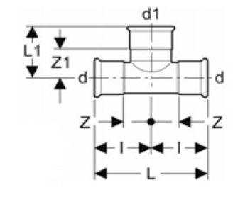 Mynd af Press Stækkunar-Té Galvaniserað 12 x 15 x 12 mm