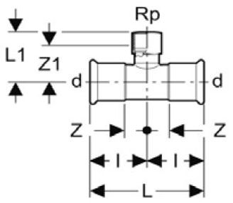 Mynd af Press Múffu-Té Galvaniserað 12mm x       3/8" x 13mm