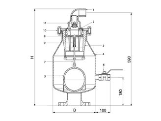 Mynd af Sjálfvirkur loftloki fyrir skólp DN 80