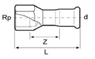Mynd af Press Múffu-Tengi (Gas) 15mm x 1/2"