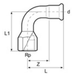 Mynd af Press Múffu-Hné Tengi Ryðfrítt 22mm x     3/4"