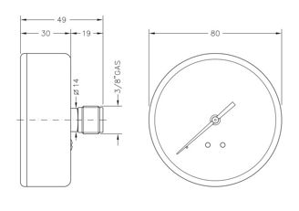 Mynd af Þrýstimælir 16 bör - 80mm