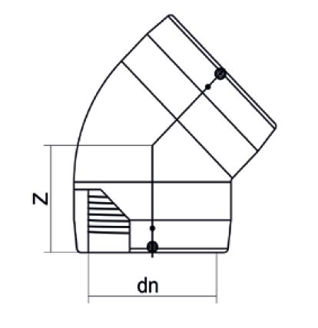 Mynd af Rafsuðu Hálfhné 45°, 225mm