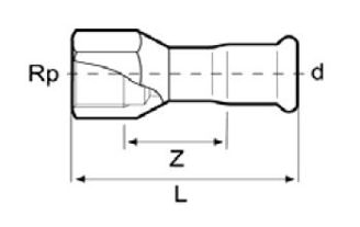 Mynd af Press Múffu-Tengi Ryðfrítt 22mm x     3/4"
