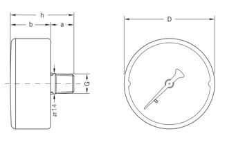 Mynd af Þrýstimælir 6 bör - 63mm