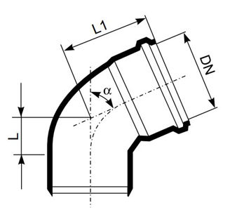 Mynd af  Ultra dB Hné DN50 - 45°