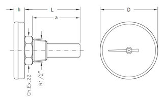 Mynd af Hitamælir 0-60°C - 62mm