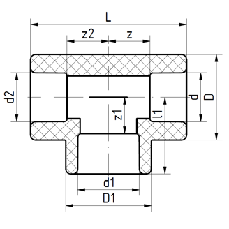 Mynd af PP-R FS Té 75x63x75mm