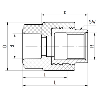 Mynd af PP-R FS Múffutengi 63mm x 1 1/2"