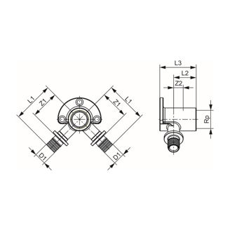 Mynd af TECE Tvöfalt Vegghné 16mm x 1/2" x 16mm
