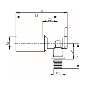 Mynd af TECE Langt Vegghné 16mm x 1/2" 