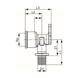 Mynd af TECE Vegghné 16mm x 1/2"