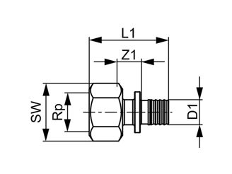 Mynd af TECE múffutengi 16 mm x 1/2"