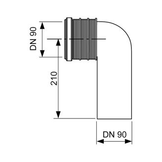 Mynd af TECE WC Beygja 90 mm Svört