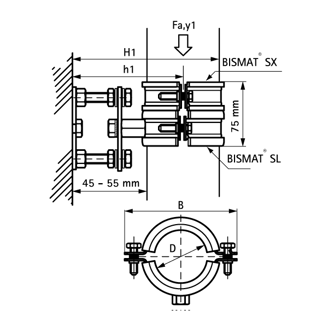Mynd af Bismat1000 DN100 Hljóðeinangrandi rörafesting