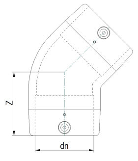 Mynd af Hálfhné EF DN250 45° SDR11