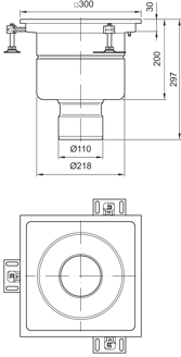 Mynd af Eldhúsniðurfall DN110 Ø300 ACO
