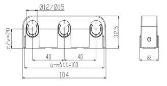 Mynd af Slöngufesting FALU SNAP þreföld c/c 40mm 12/15mm