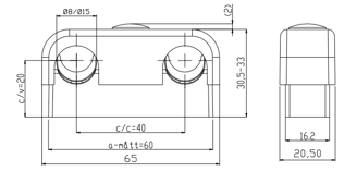 Mynd af Slöngufesting FALU ORIGINAL tvöföld c/c 40mm 8-15mm