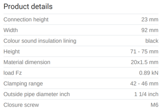 Mynd af MEFA Rörafesting Trabant 42-46mm 1 1/4"