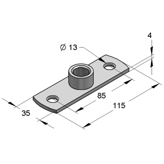 Mynd af MEFA Fótstykki ryðfrítt M8 115x35x4mm