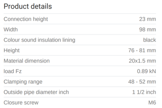 Mynd af MEFA Rörafesting Trabant 48-52mm 1 1/2"