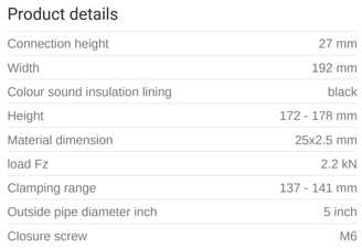 Mynd af MEFA Rörafesting Trabant 137-141mm 5"