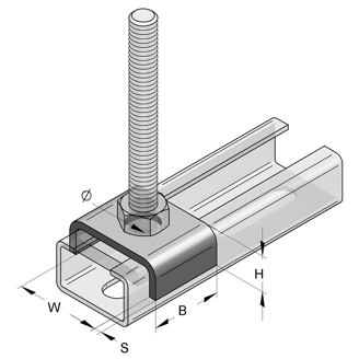 Mynd af MEFA Festing ryðfrí f. brautir 28x20x8x2 M10