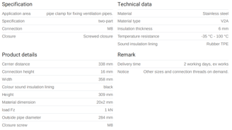 Mynd af MEFA Rörafesting ryðfrí 284mm
