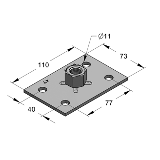 Mynd af MEFA Fótstykki M8 110x73x4mm