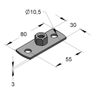 Mynd af Fótstykki M8 80x30mm MEFA