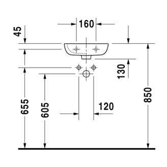 Mynd af Duravit D-Code vegghandlaug 36x27cm gat vinstri