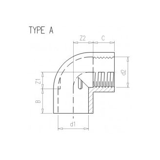 Mynd af PVC Múffu Hné 1/2 x 20mm