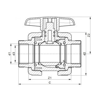 Mynd af PVC Kúluloki m/2 Unionum 1/2"
