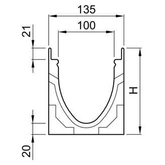 Mynd af ACO Niðurfall Renna V100 1m c250