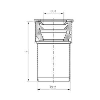 Mynd af ACO Minnkun m/gúmmí  50/32 Ryðfrítt
