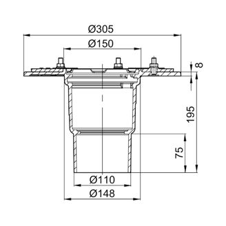 Mynd af ACO Niðurfall Passavant Spin DN100 90°